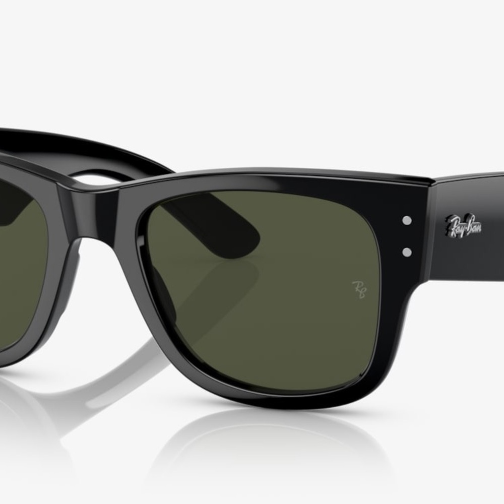 NEW Mega Wayfarer Ray-Ban RB0840S 901/31 51-21 Unisex Sunglasses - Black/Green - Picture 5 of 5